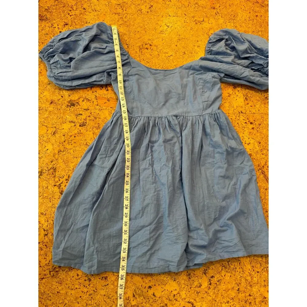 ELF Made by Hand Dress large Puff short sleeve mini dress 100% Linen ruched XXL - Picture 11 of 11